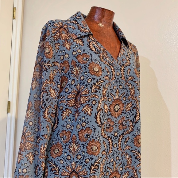 Cabi Provincial Shift Dress Blue Brown Floral - Picture 7 of 8